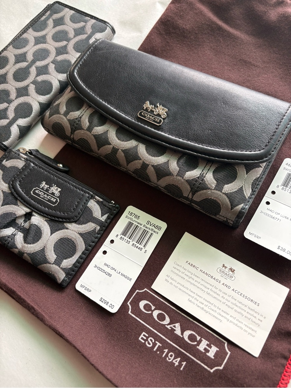 NWT Coach SET Madison Op Art Lurex Checkbook Wallet & Mini Skinny Rare Bundle - Picture 3 of 16